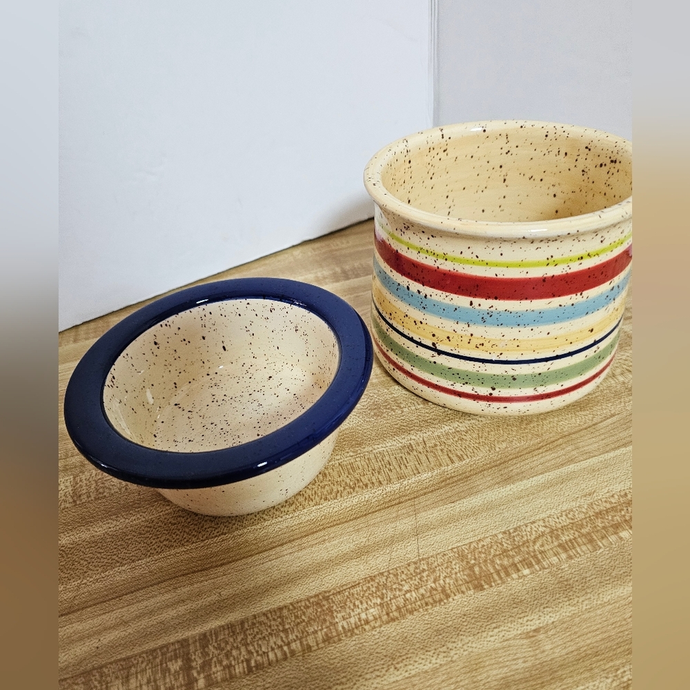 Pfaltzgraff Sedona Dip Server Cooler Warmer Set Hand Painted Ceramic Discontinue